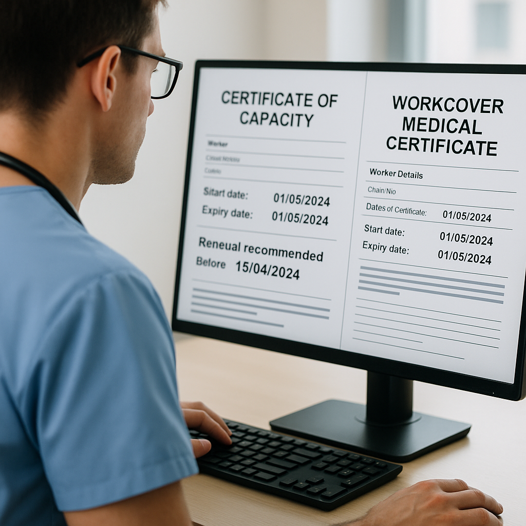 A healthcare professional reviewing digital medica