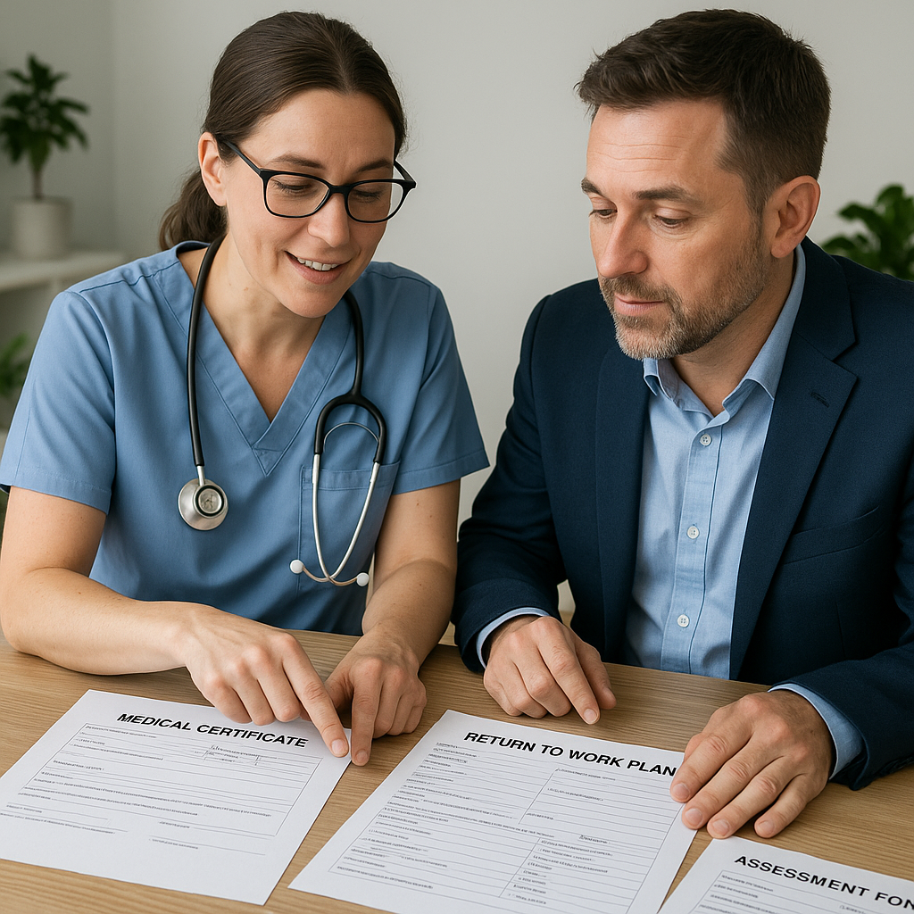 A healthcare professional reviewing medical docume